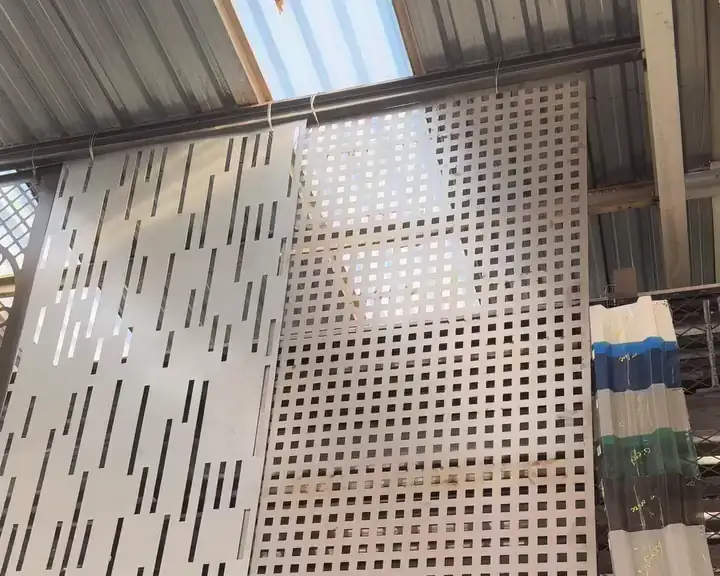 Laser-cut steel screens on display at Hyper Steel & Palisade